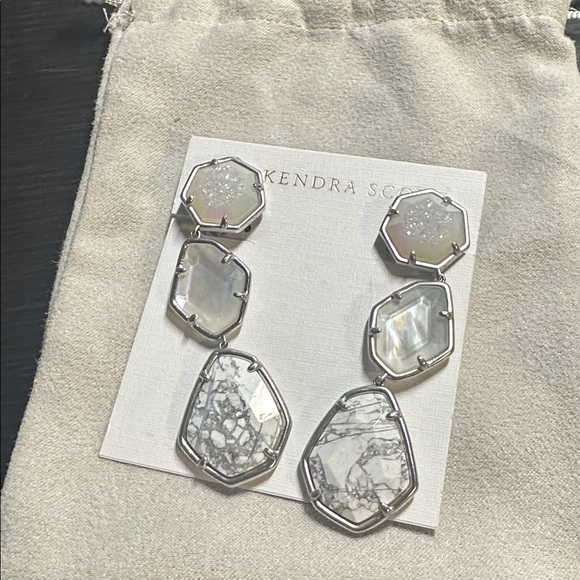 Kendra Scott EUC White Mix Clip on Nina Earrings - Picture 3 of 7